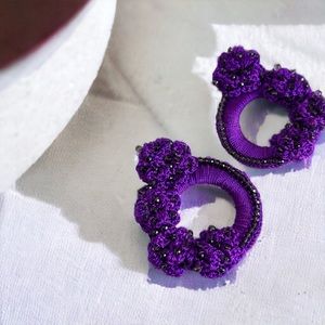 Large wool earrings dangle wool statement earrings wool wrapped drop earrings